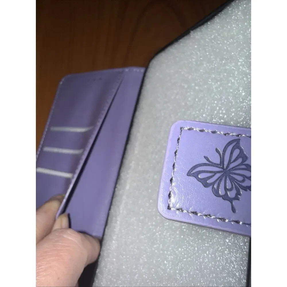 NWT Light Purple i Phone 17 Pro Max Magnetic Faux Leather Flip Card Wallet Case